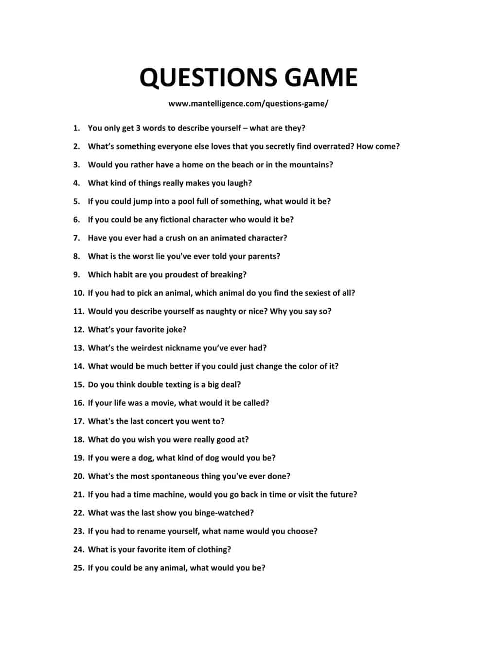 21 Questions Game