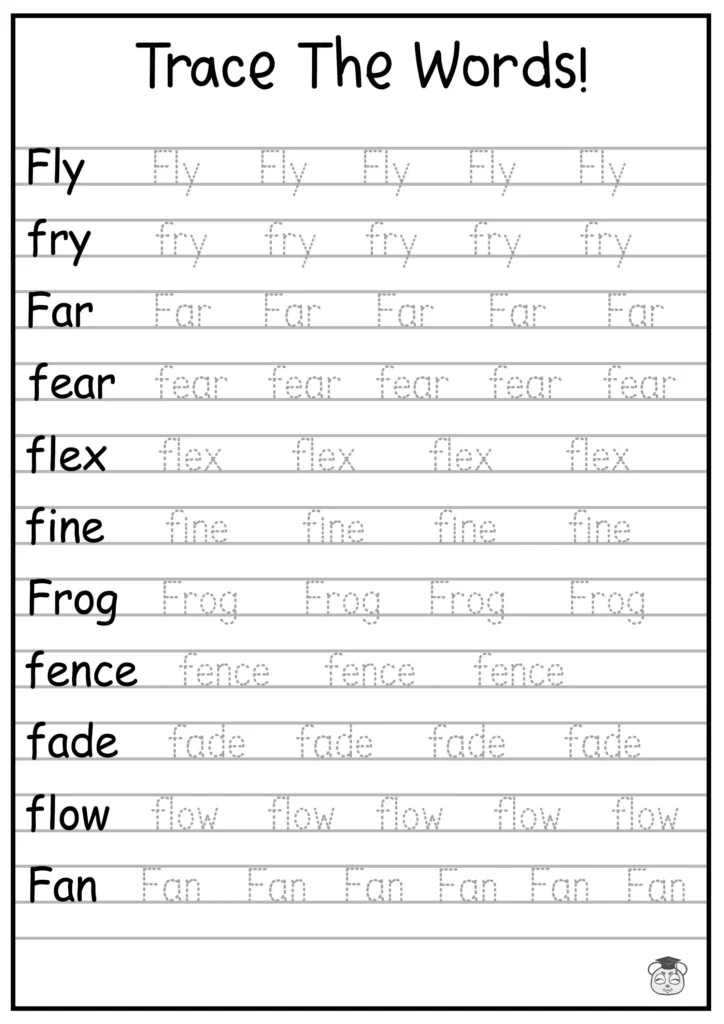 24 Printable Trace The Words Worksheet 24 Printable Trace The Words Worksheet