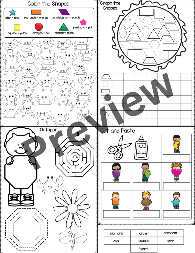 2d Shapes Worksheets Draw Trace Color Cut And Paste For Pre K K 1st 2d Shapes Worksheets Draw Trace Color Cut And Paste For Pre K K 1st