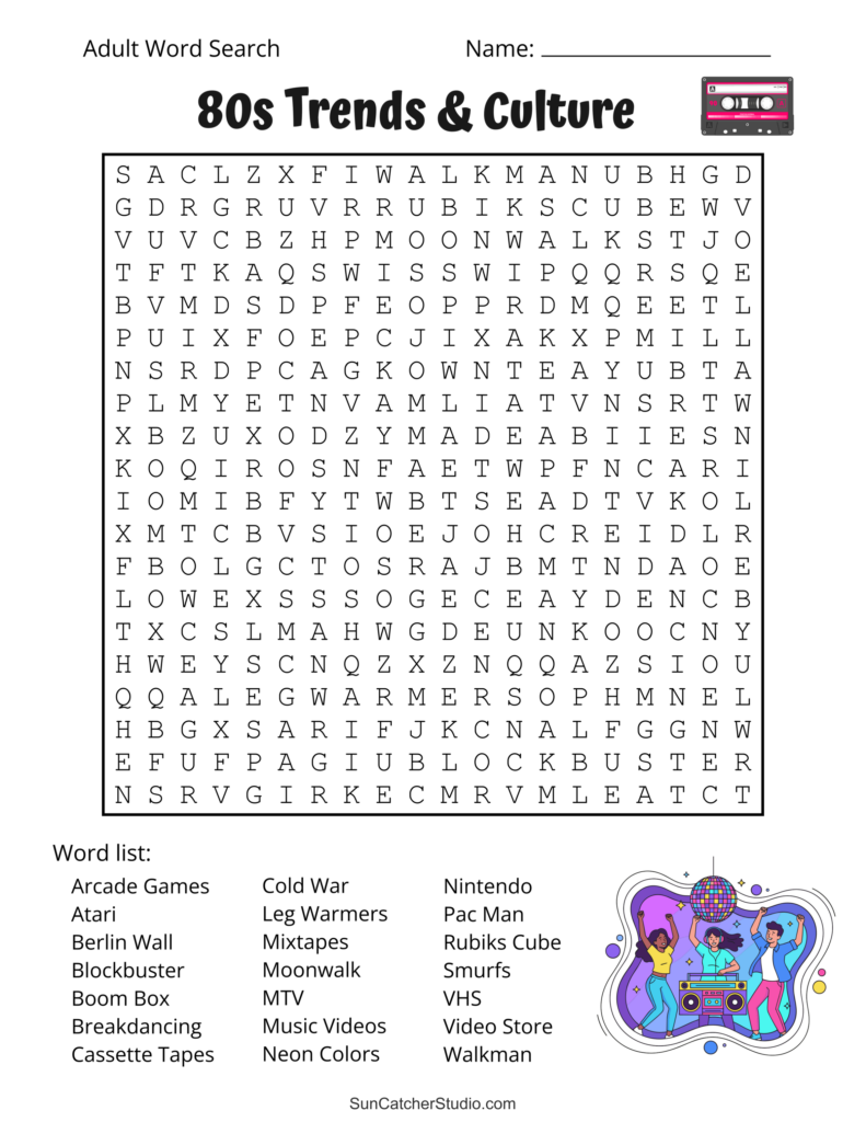 80s Word Search 80s Word Search