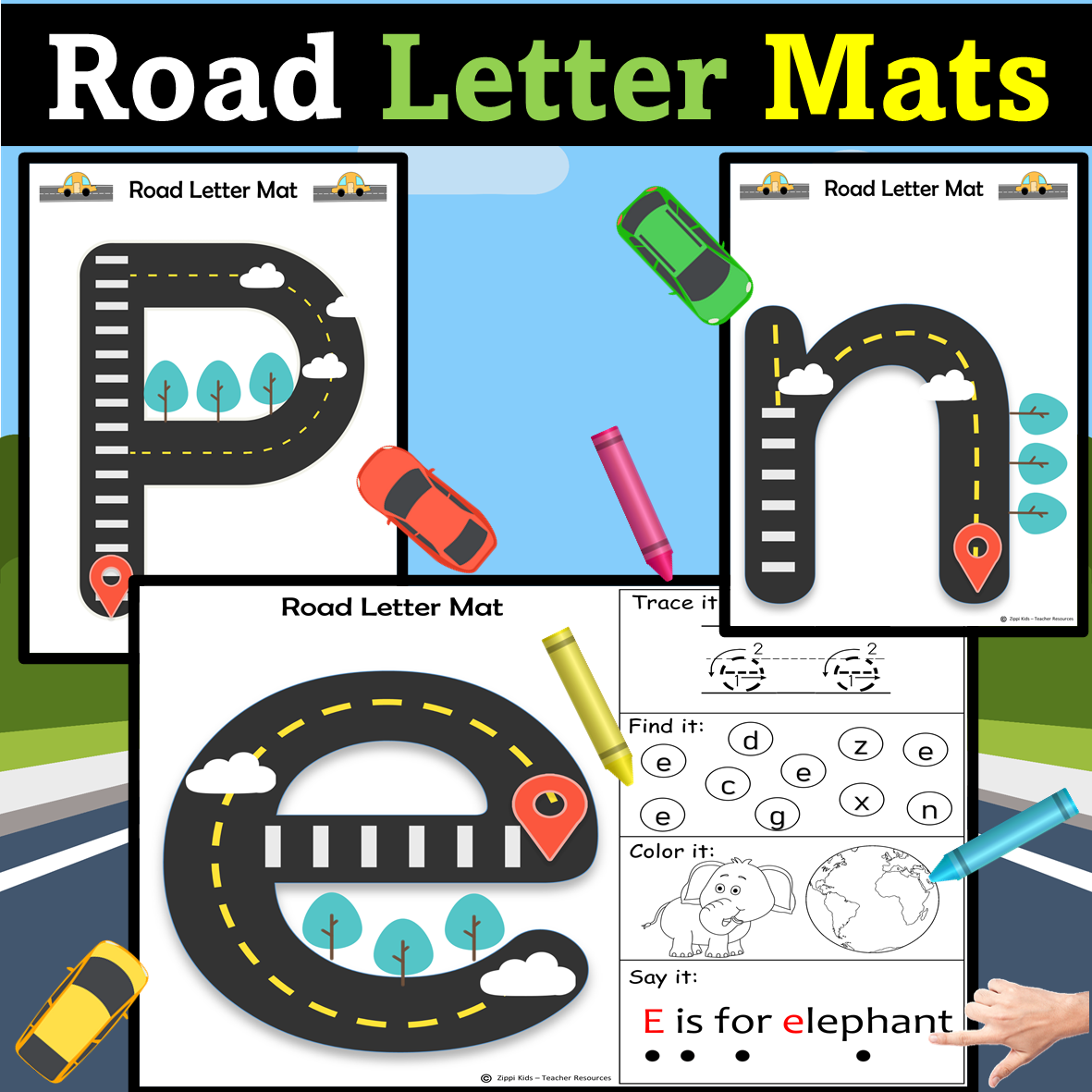 Alphabet Road Tracing Letter Mats Alphabet Car