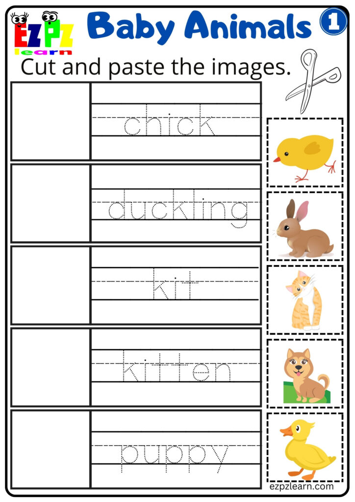 Baby Animals Vocabulary Cut And Paste Activity For English Language Learners And Kindergarten Students Free Download Worksheets Baby Animals Vocabulary Cut And Paste Activity For English Language Learners And Kindergarten Students Free Download Worksheets