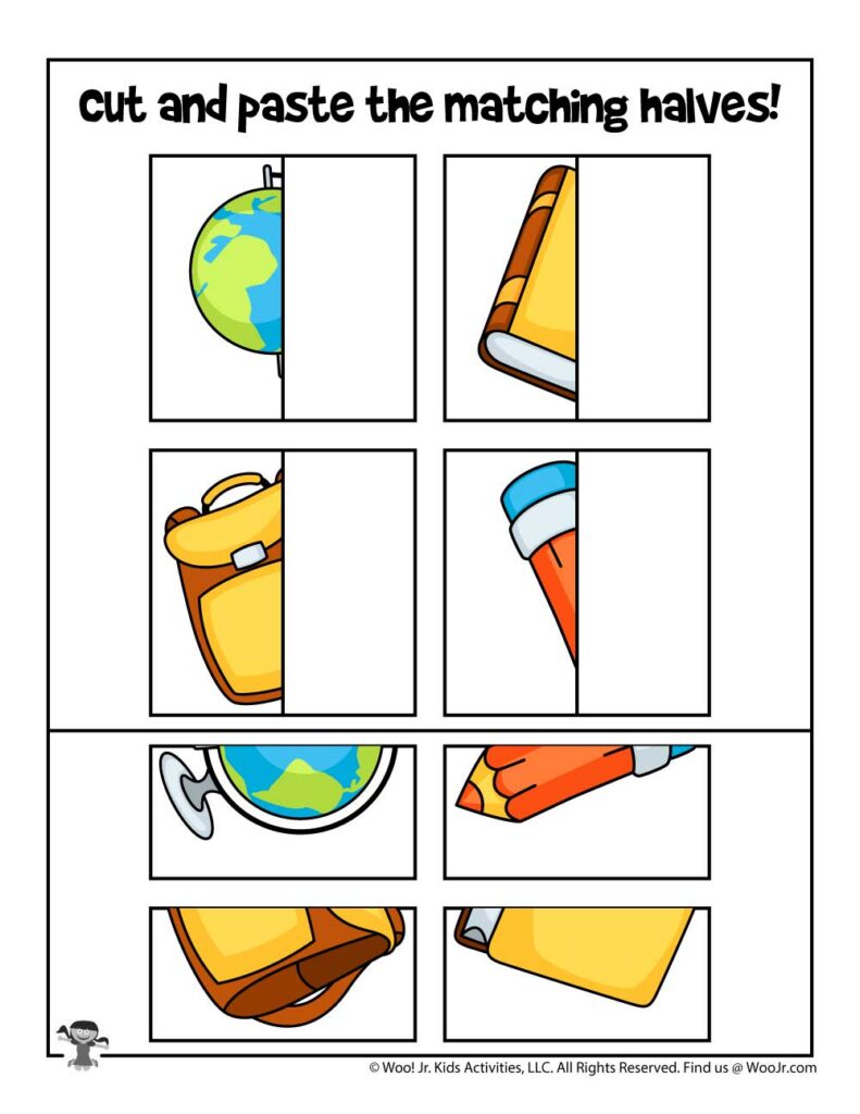 Back To School Cut And Paste Activity Pages Back To School Cut And Paste Activity Pages
