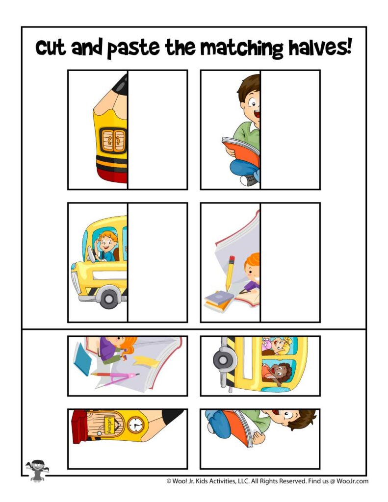 Back To School Cut And Paste Activity Pages Back To School Cut And Paste Activity Pages