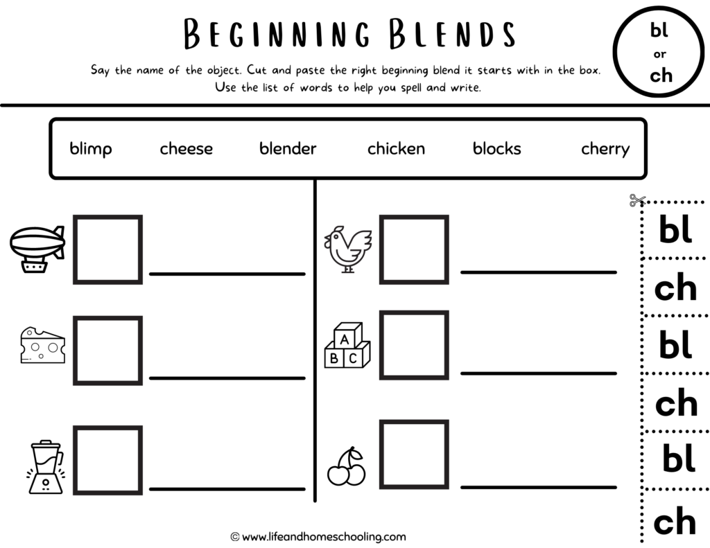 Beginning Blends Cut Paste Beginning Blends Cut Paste