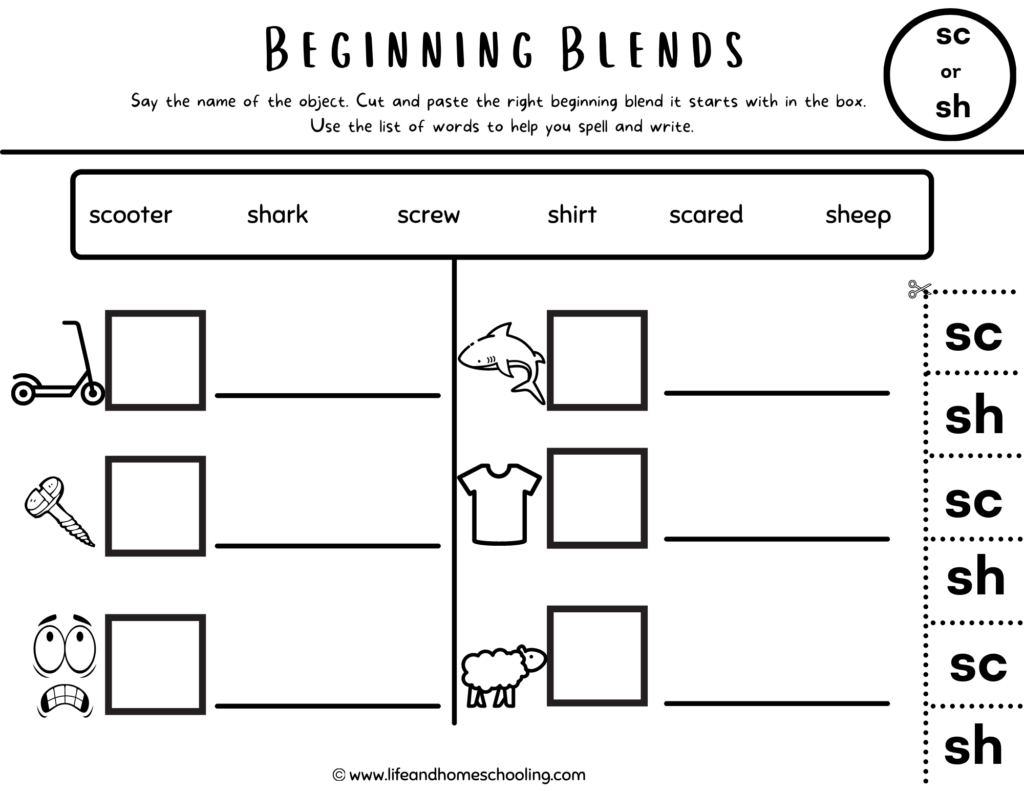 Beginning Blends Cut Paste Beginning Blends Cut Paste