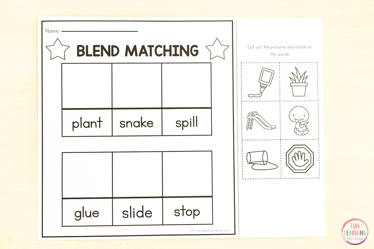 Beginning Blends Word Sort Cut Paste Worksheets