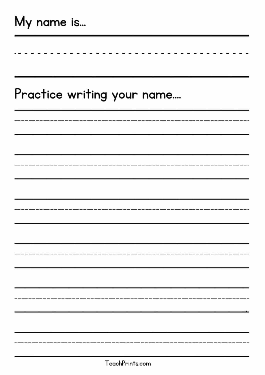 Blank Name Tracing Worksheets