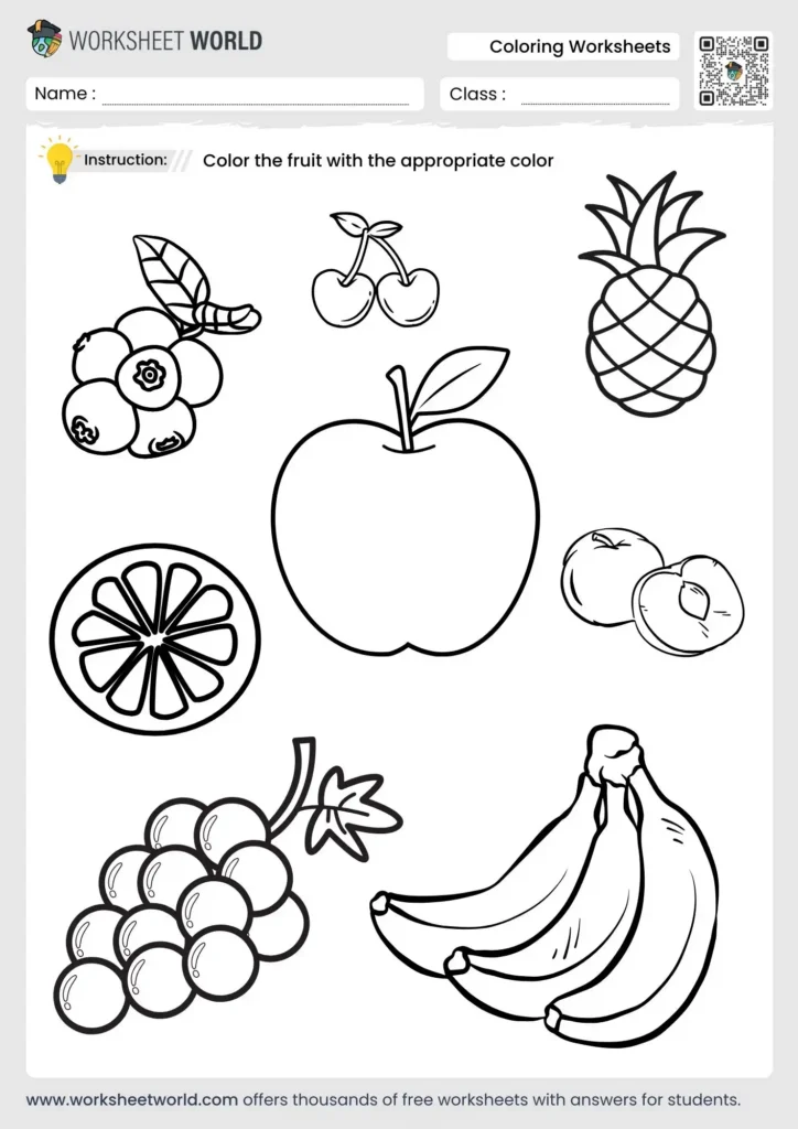 Coloring Fruits Worksheets Pdf Coloring Fruits Worksheets Pdf