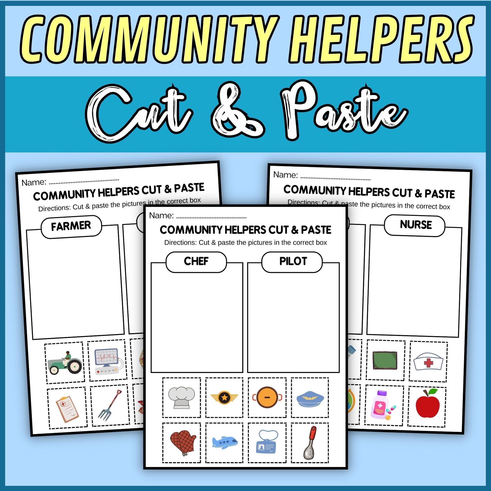 Community Helpers Cut Paste Sorting Activity