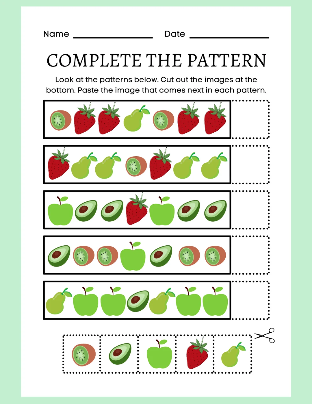 Complete The Pattern Cut And Paste Cut