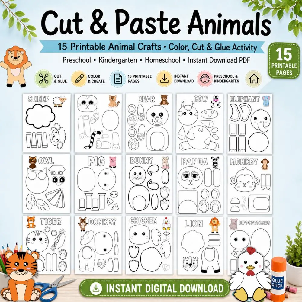 Cut And Paste Animal Activities Cut Cut And Paste Animal Activities Cut