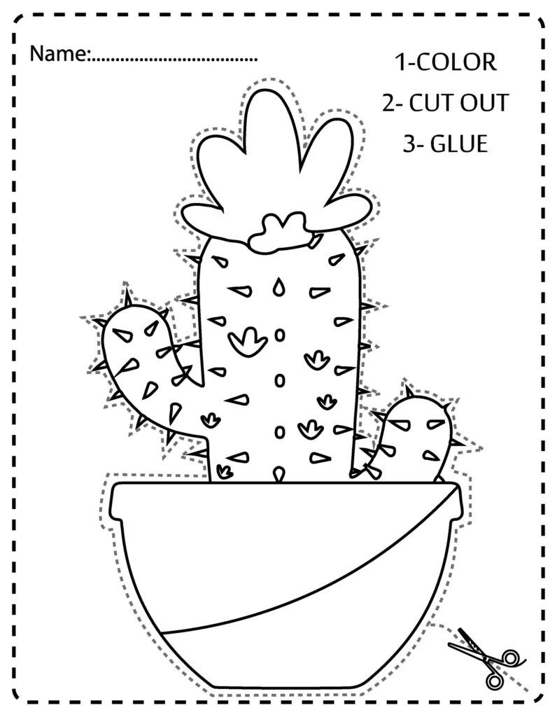 Cut And Paste Cactus Scissor Practice For Preschool Worksheets Cut And Paste Cactus Scissor Practice For Preschool Worksheets