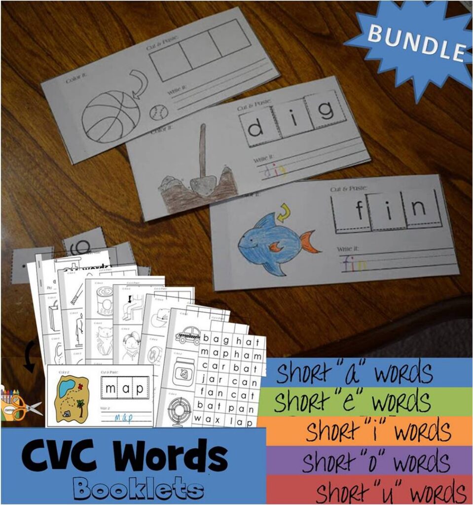 Cvc Words Cut Paste Booklet Bundle Short A E I O U Cvc Words Cut Paste Booklet Bundle Short A E I O U