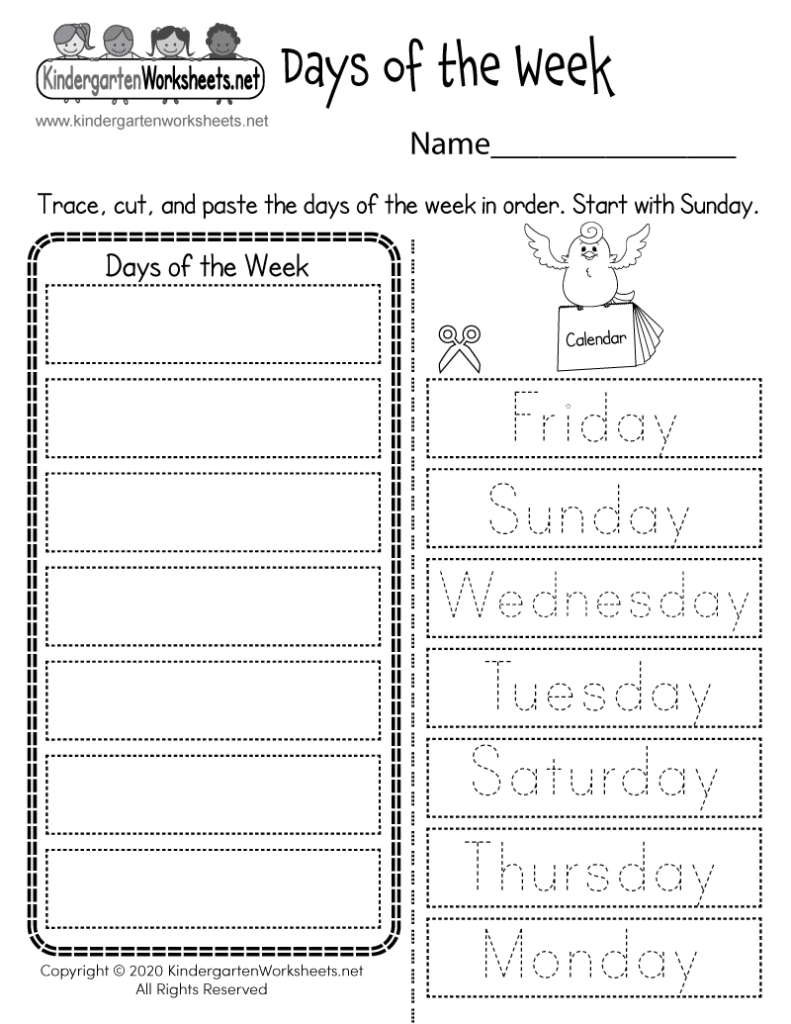 Days Of The Week Worksheet Days Of The Week Worksheet