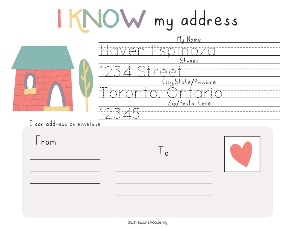 Editable Address Kids Activity Address Editable Address Kids Activity Address