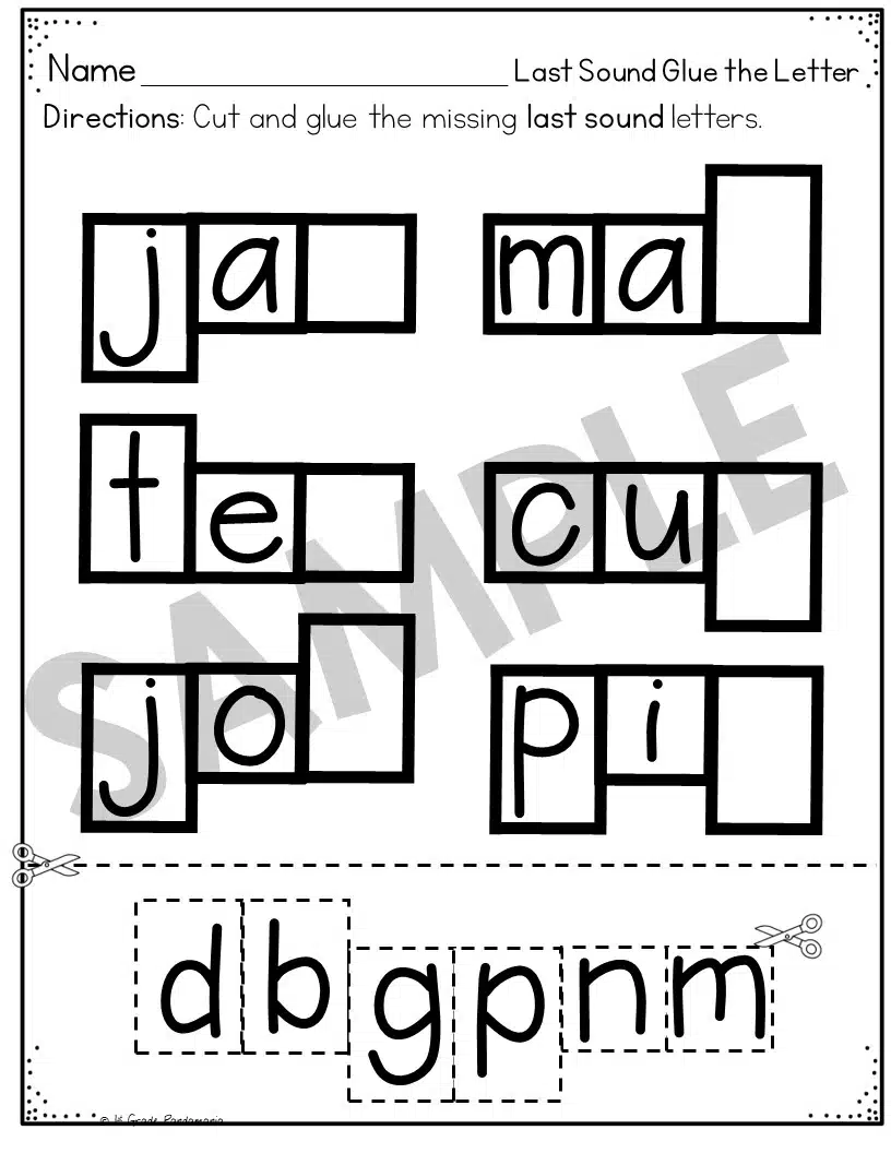 Ending Sounds Worksheets Phonics Activities