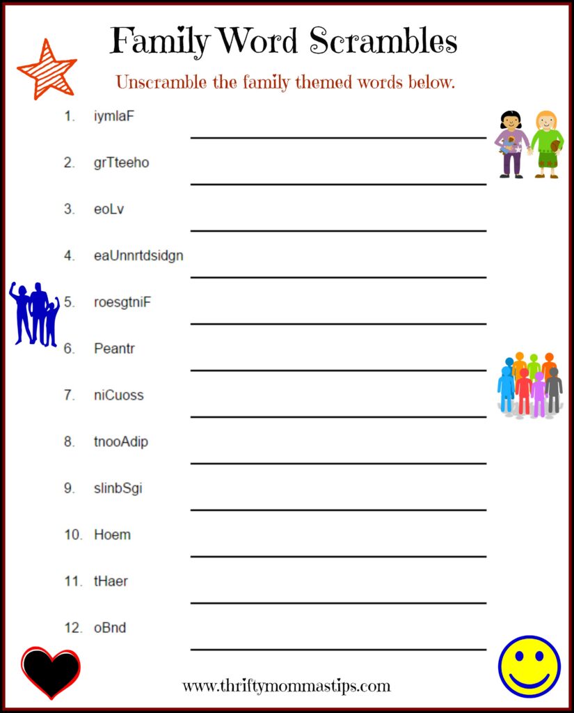 Family Puzzle Word Game Printable