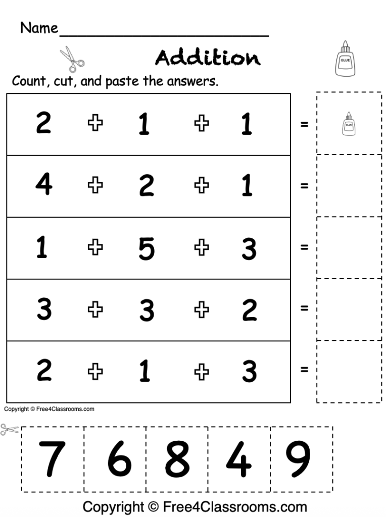 Free Addition Up To 10 For Kindergarten Cut And Paste 4 Free Addition Up To 10 For Kindergarten Cut And Paste 4