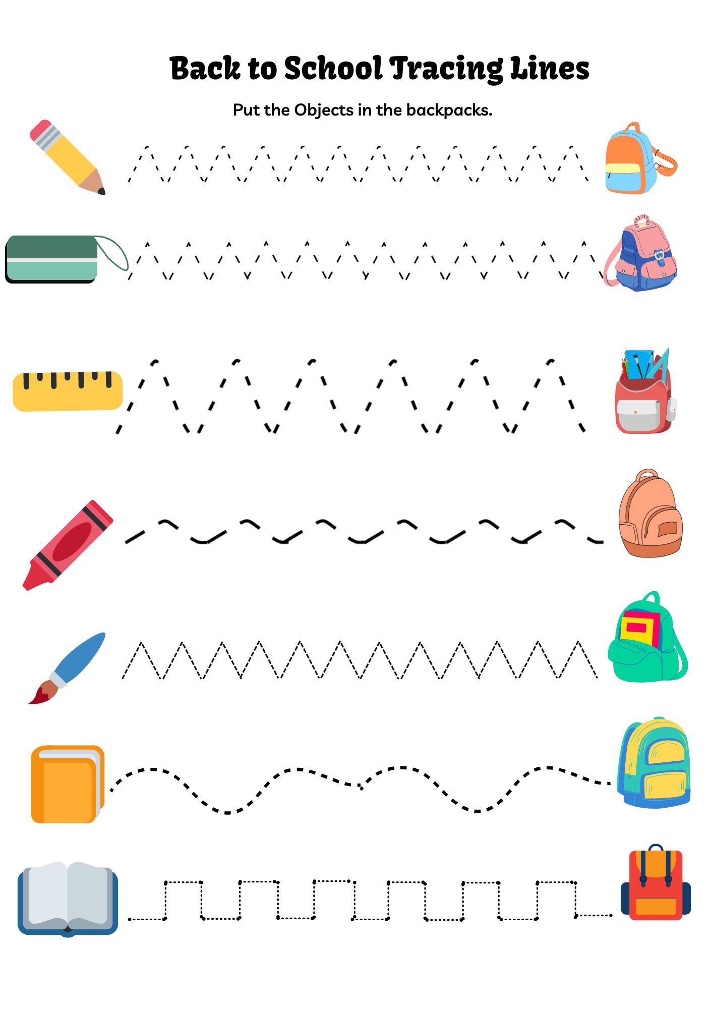 Free Back To School Tracing