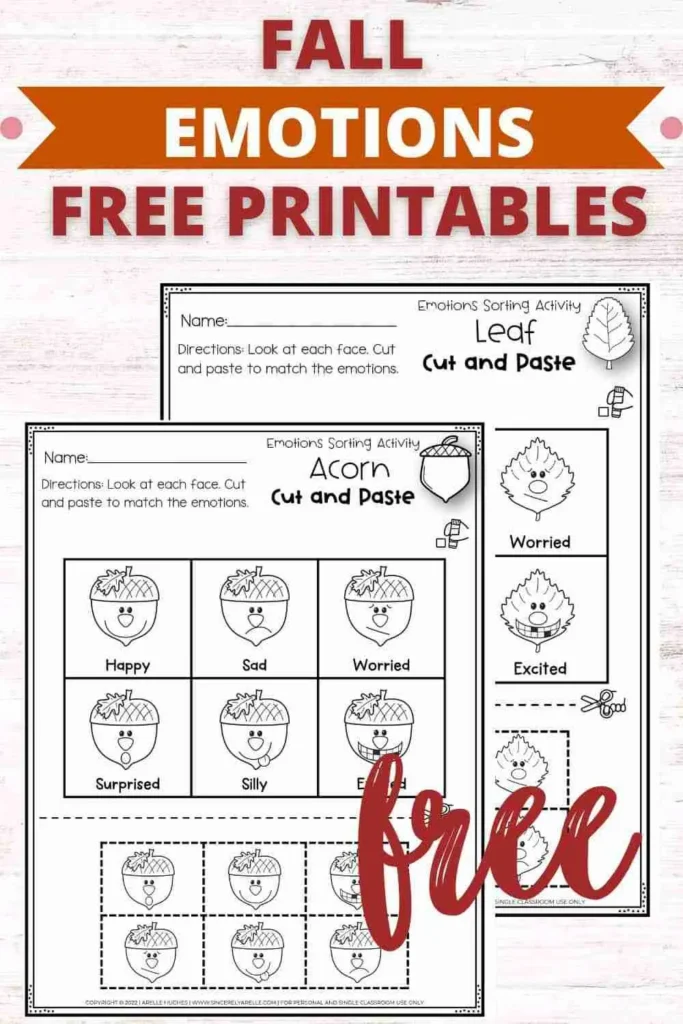 Free Fall Cut And Paste Identifying Emotions Free Fall Cut And Paste Identifying Emotions