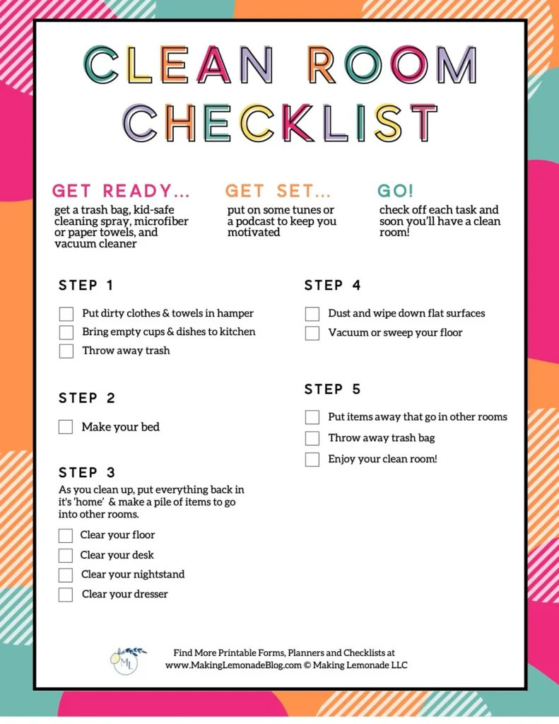 Free Kids Printable Cleaning Checklist For Bedrooms Free Kids Printable Cleaning Checklist For Bedrooms