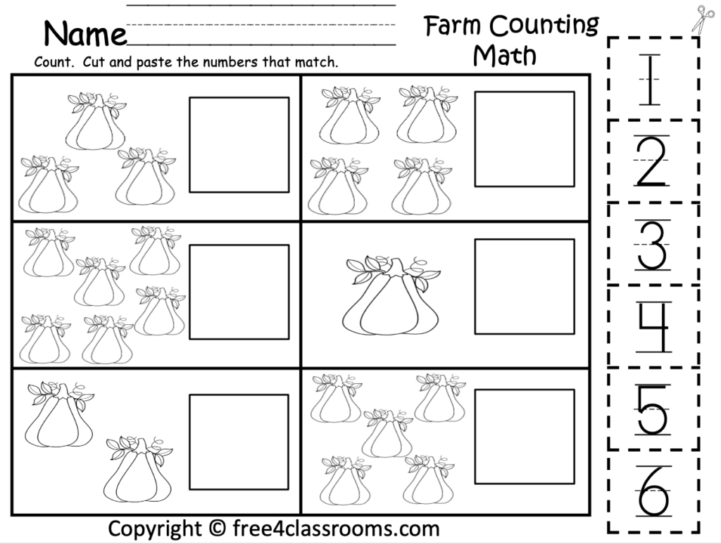 Free Kindergarten Cut And Paste Worksheet Pumpkin Counting Free Kindergarten Cut And Paste Worksheet Pumpkin Counting