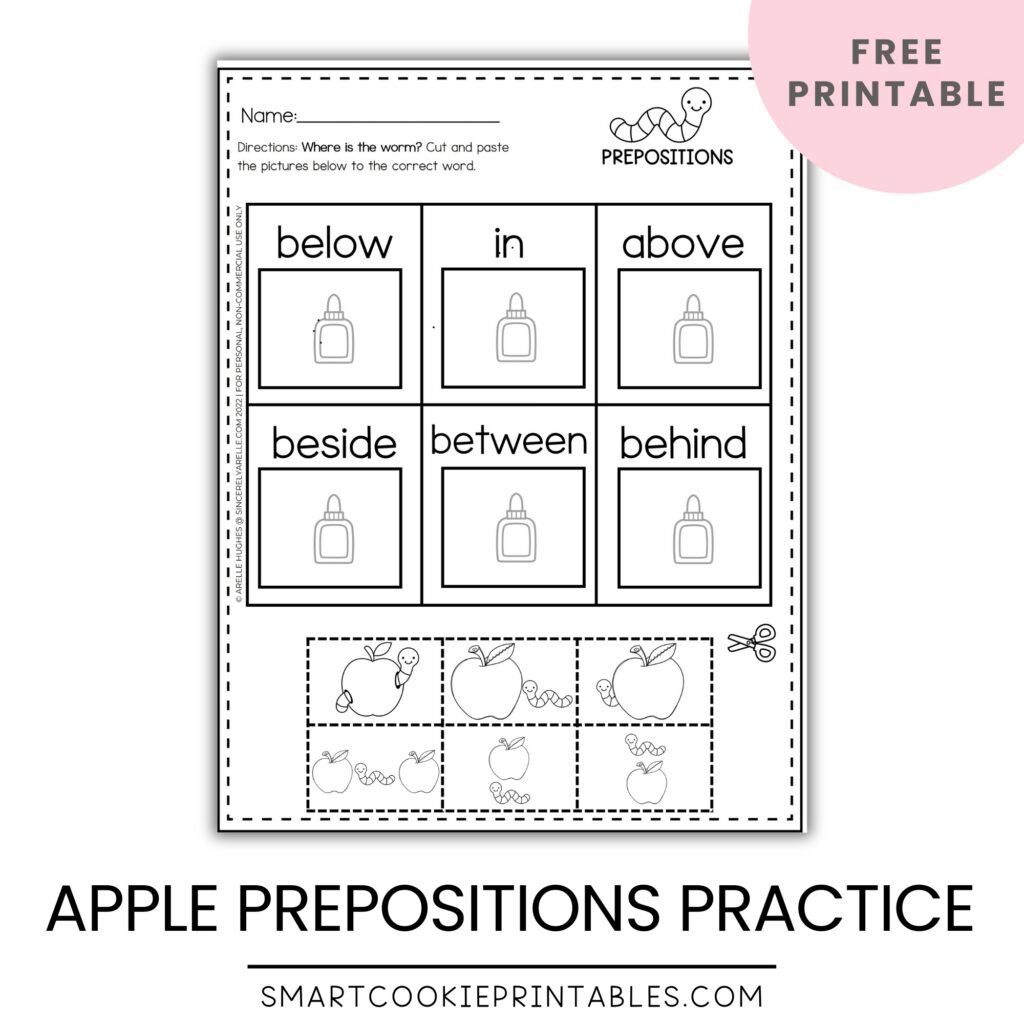 Free Printable Apple Preposition Worksheets Free Printable Apple Preposition Worksheets