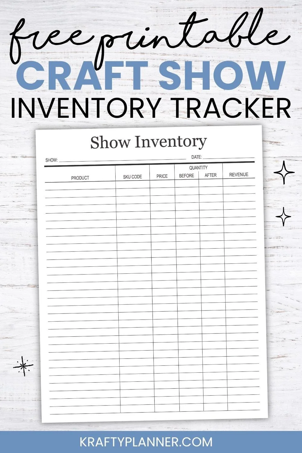 Free Printable Craft Show Inventory Tracker