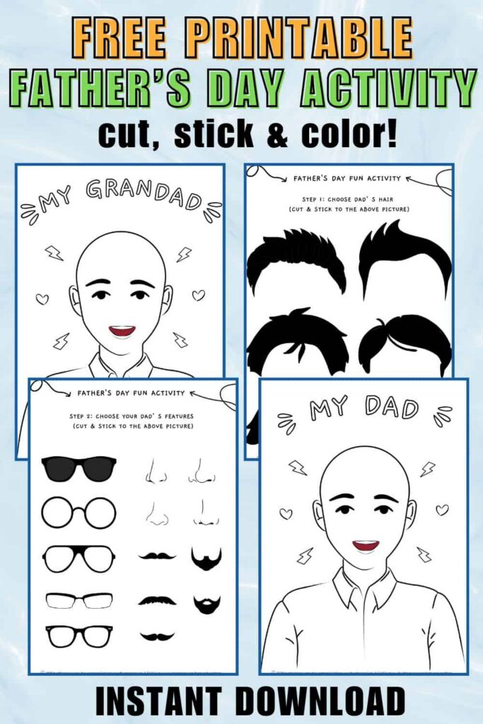 Free Printable Cut Stick Color Dad Grandpa Activity Free Printable Cut Stick Color Dad Grandpa Activity