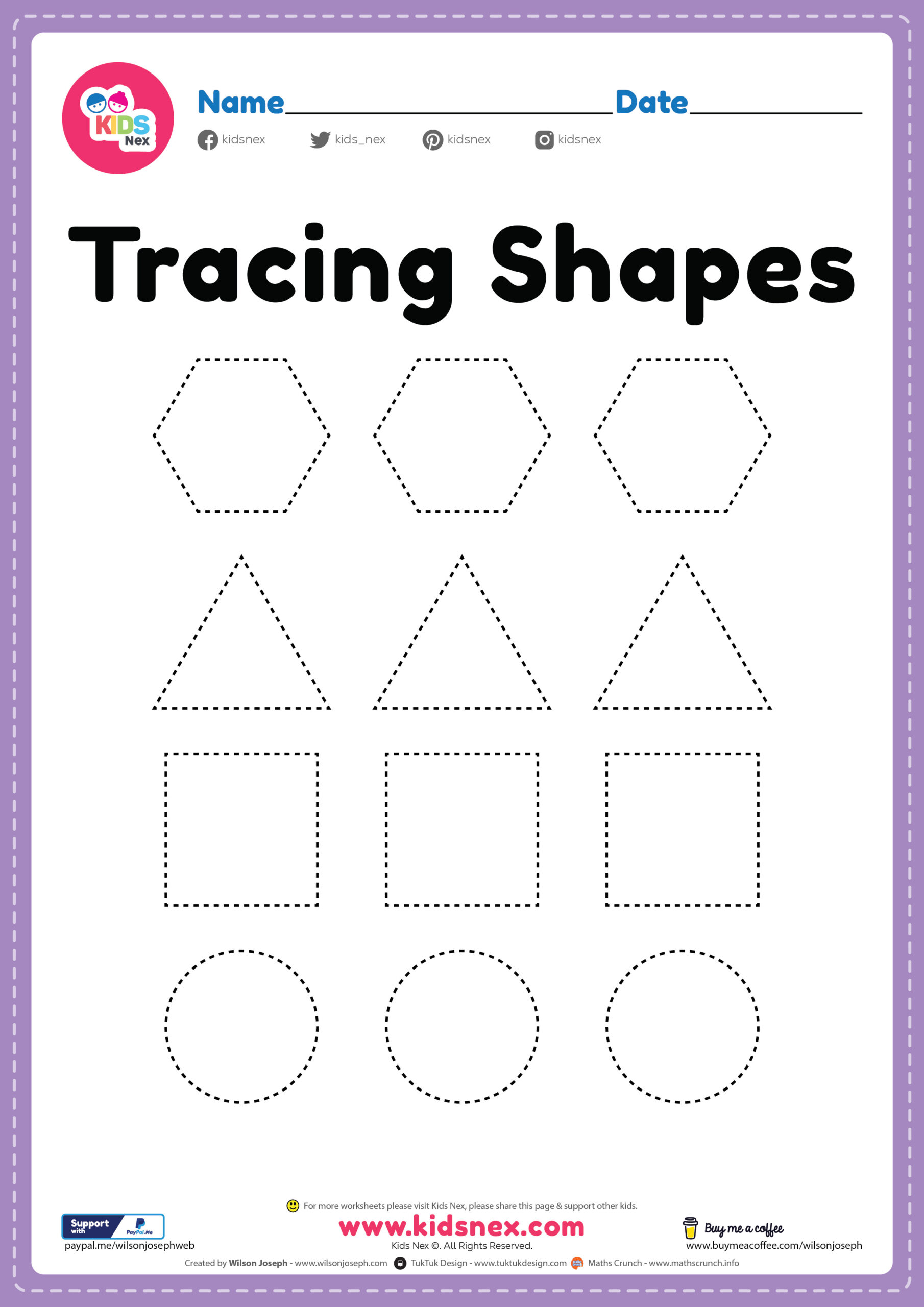 Free Printable Tracing Shapes Worksheet Pdf