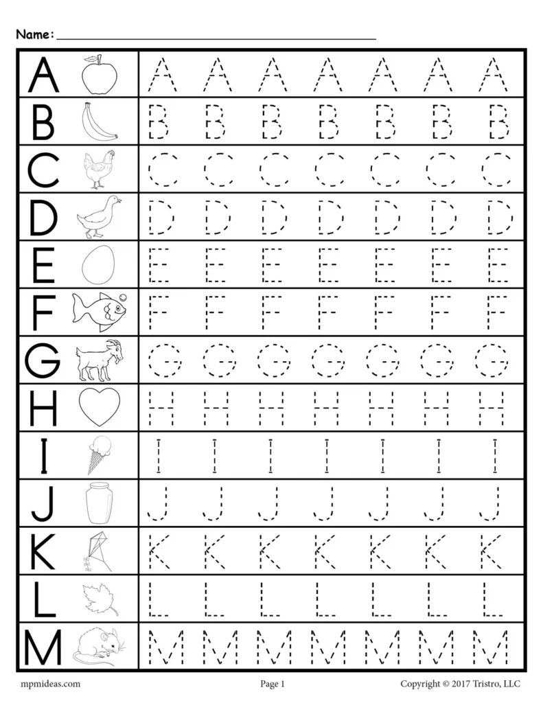 Free Uppercase Letter Tracing Worksheets A7590
