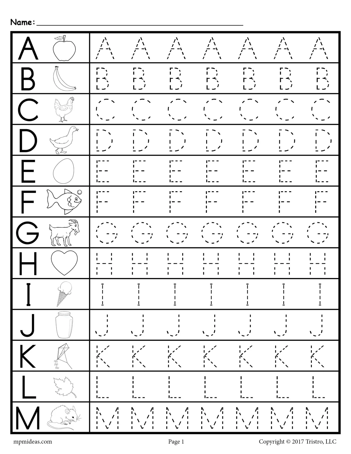 Free Uppercase Letter Tracing Worksheets A7590