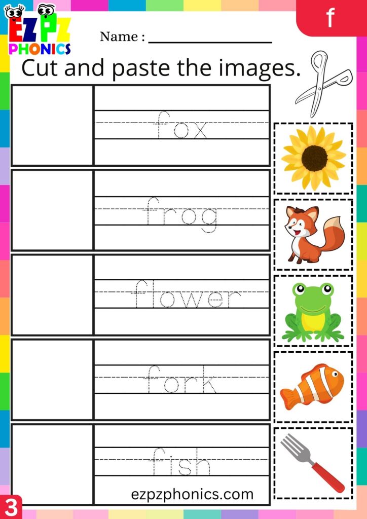 Letter F Cut And Paste The Images Phonics Activity Group 3 Worksheets Letter F Cut And Paste The Images Phonics Activity Group 3 Worksheets