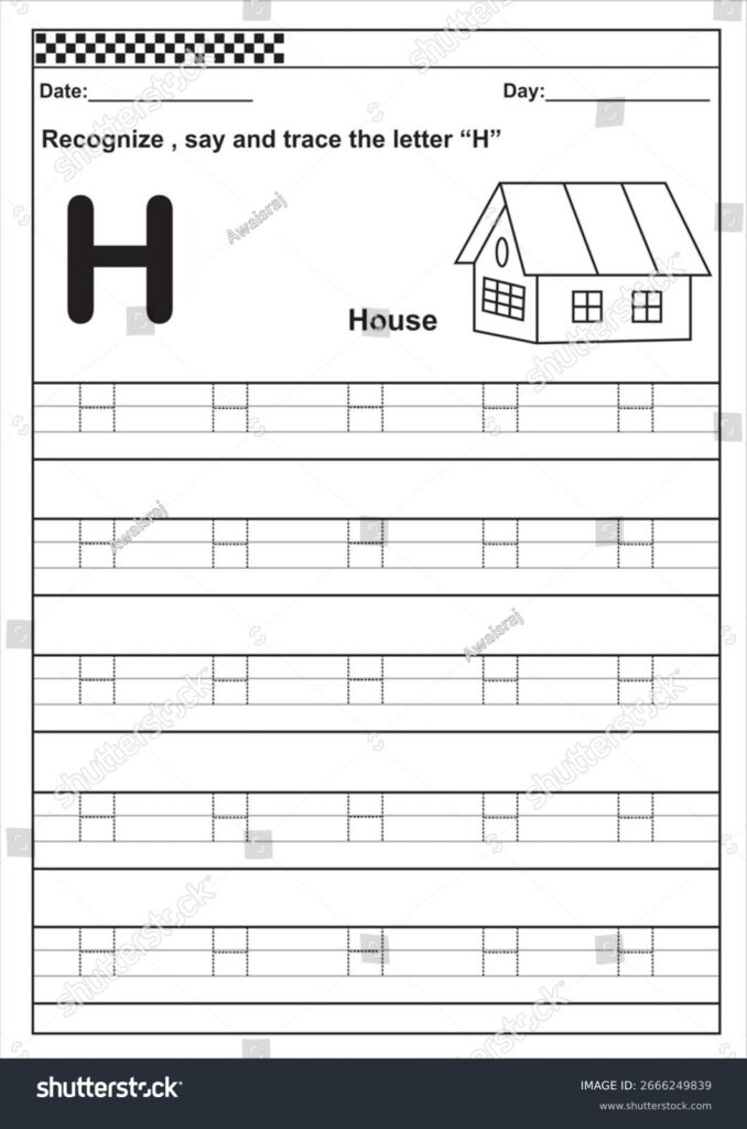 Letter H Tracing Worksheet Preschool Kindergarten 2666249839 Letter H Tracing Worksheet Preschool Kindergarten 2666249839