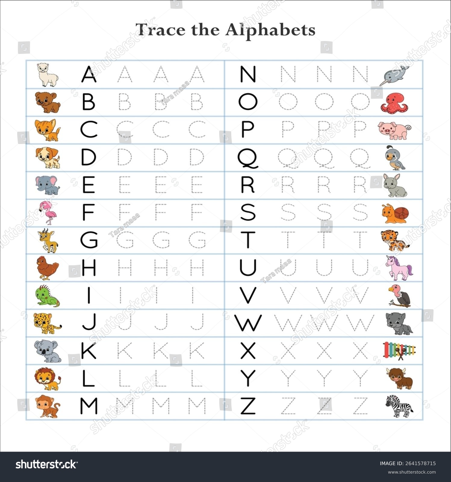 Letter Tracing Worksheet Activity Book Kids 2641578715