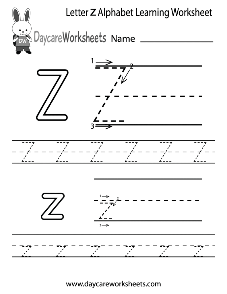 Letter Z Alphabet Learning Worksheet Letter Z Alphabet Learning Worksheet