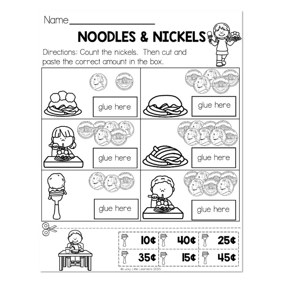 Money Worksheet Counting Coins Noodles And Nickels