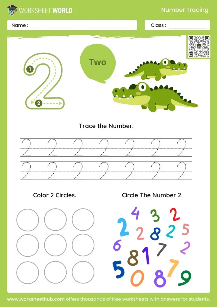 No 2 Preschool Number Tracing Worksheets
