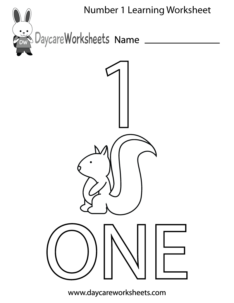 Number One Learning Worksheet