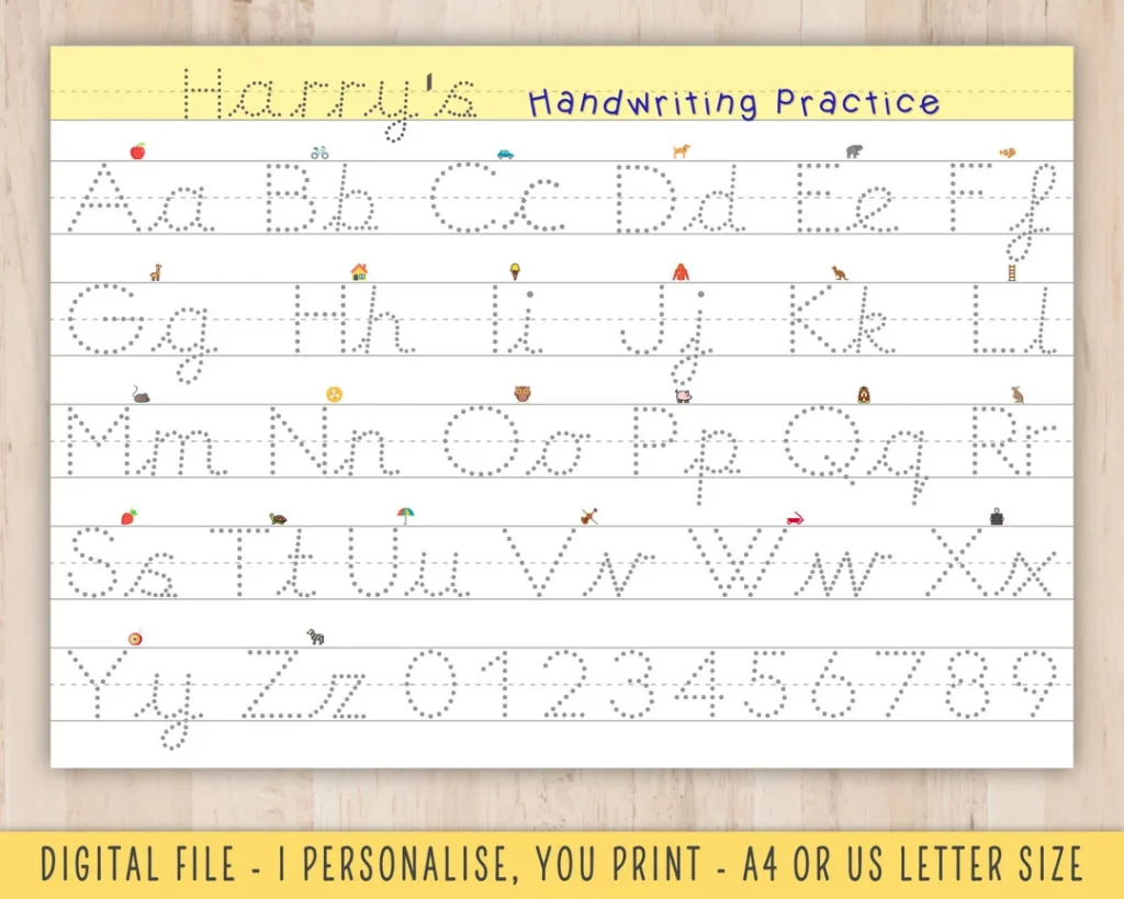 Personalised Kids Pre Cursive Personalised Kids Pre Cursive
