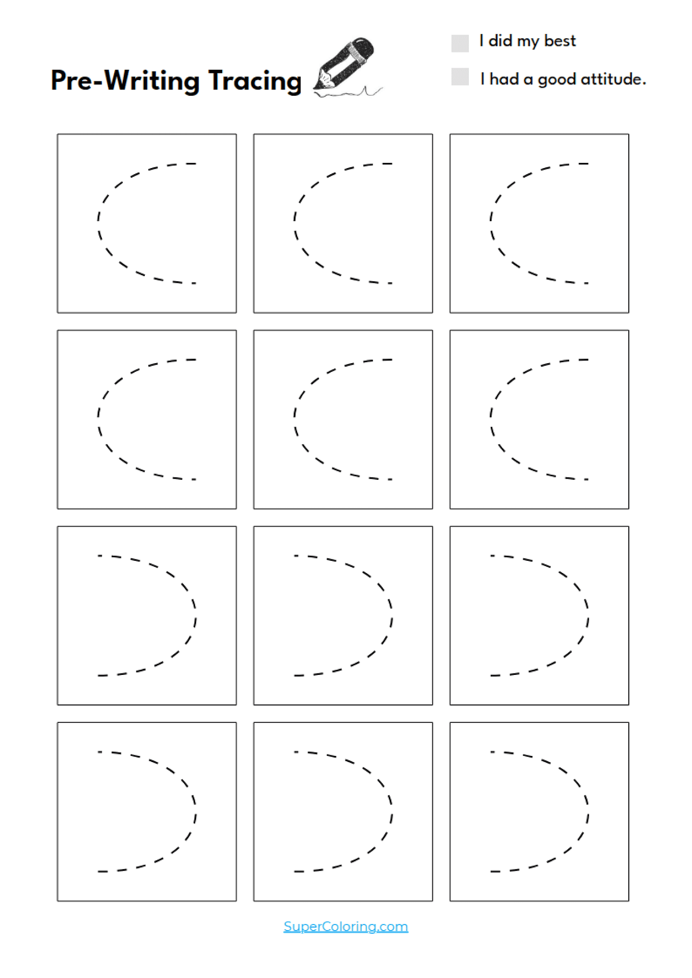 Pre Writing Worksheet