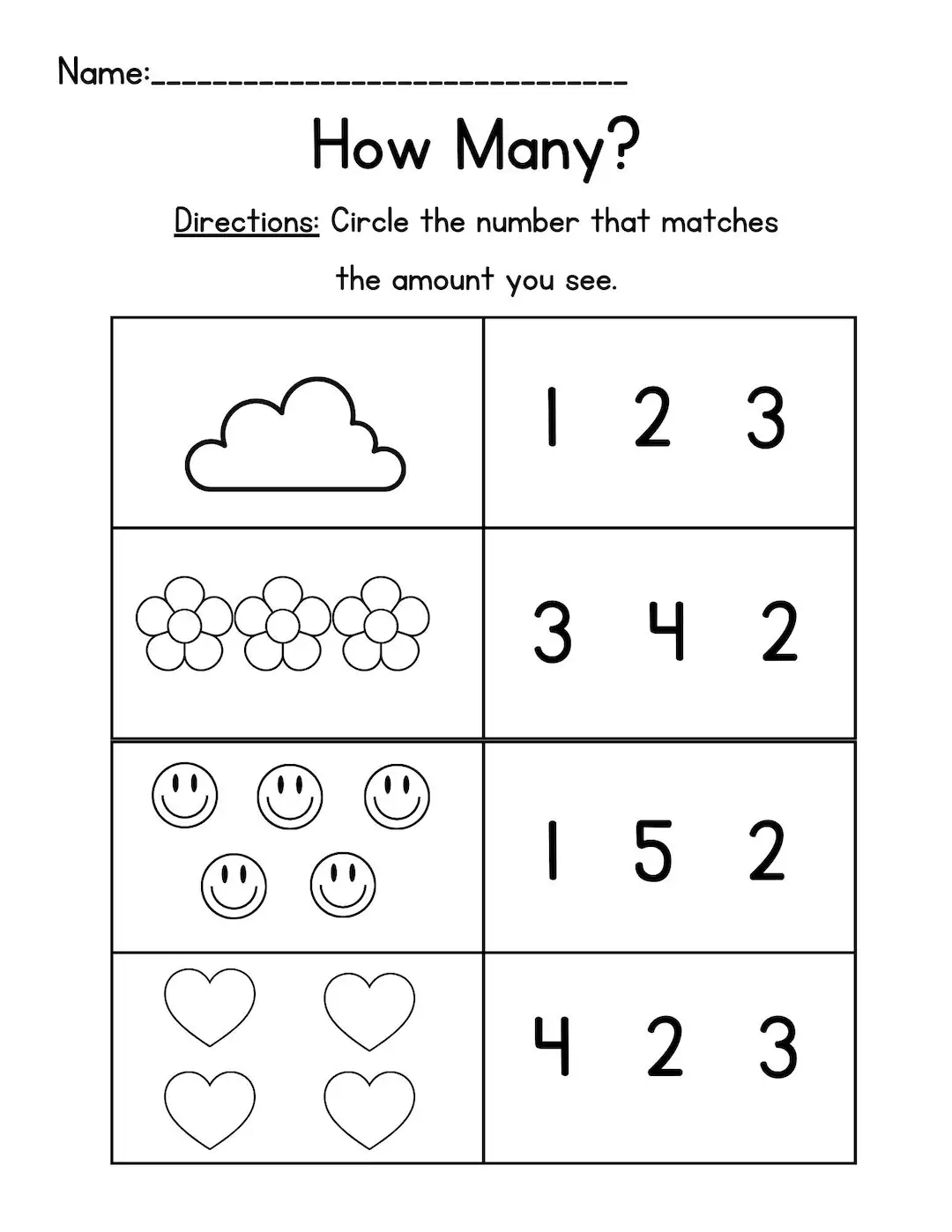 Prek Number Packet Prek Numbers 1 5 Prek