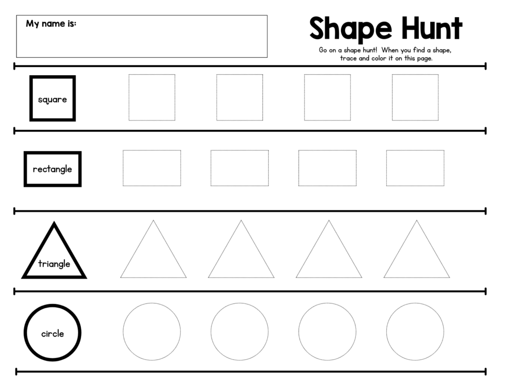 Preschool Shape Hunt Printable Activity Preschool Shape Hunt Printable Activity