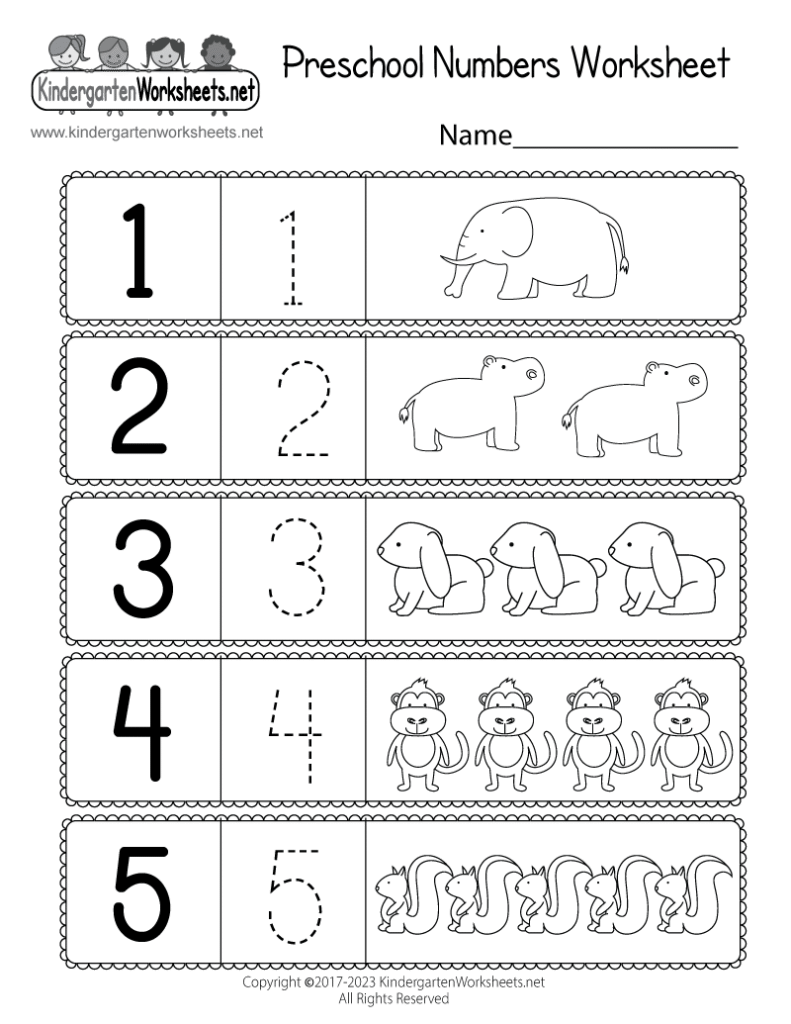 Preschool Worksheet Using Numbers Printable Preschool Worksheet Using Numbers Printable