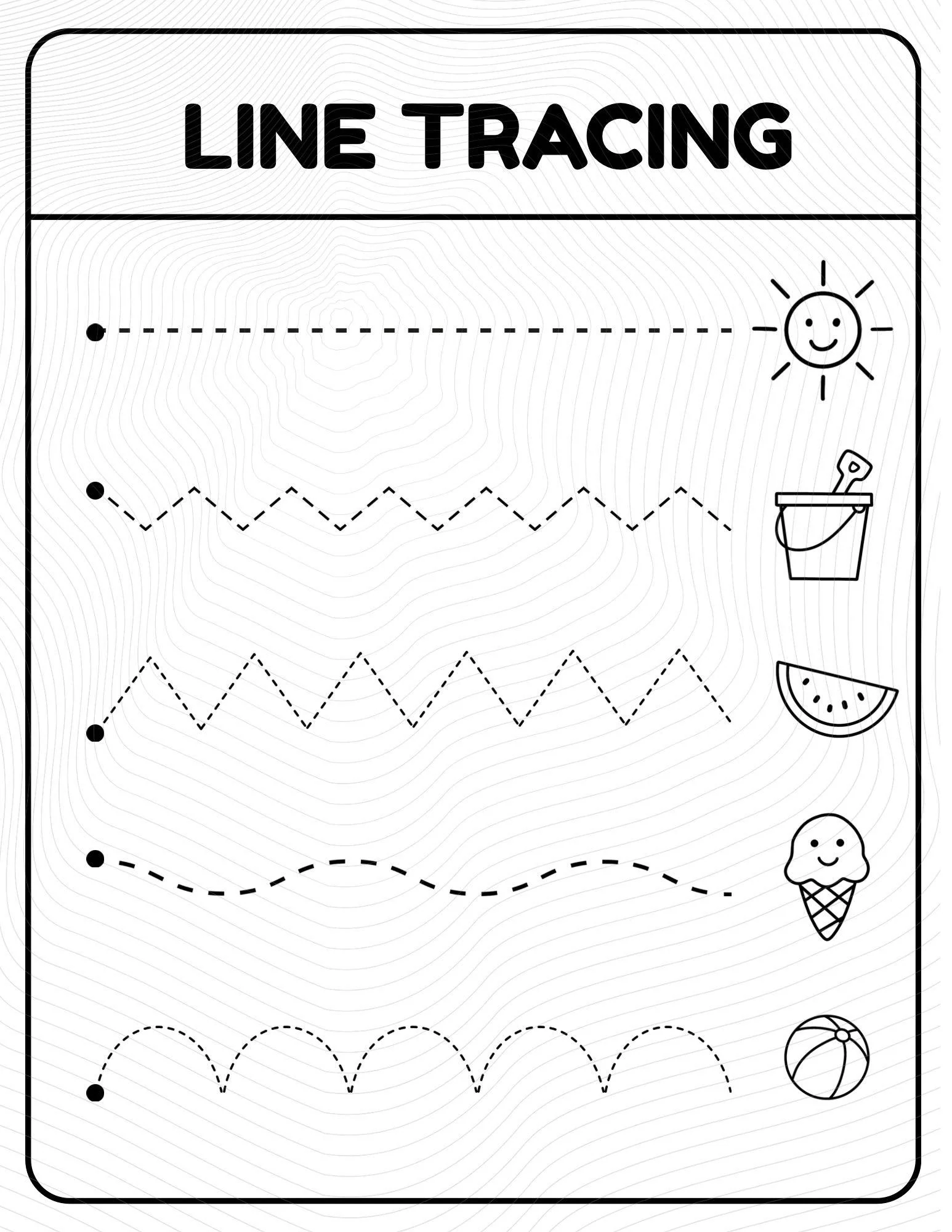 Printable Summer Line Tracing Preschool