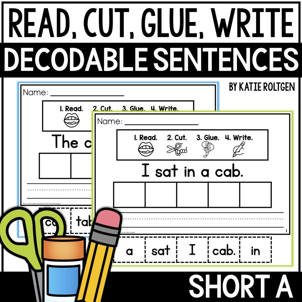 Read Cut Glue Write Decodable Short A Cvc Word Sentences