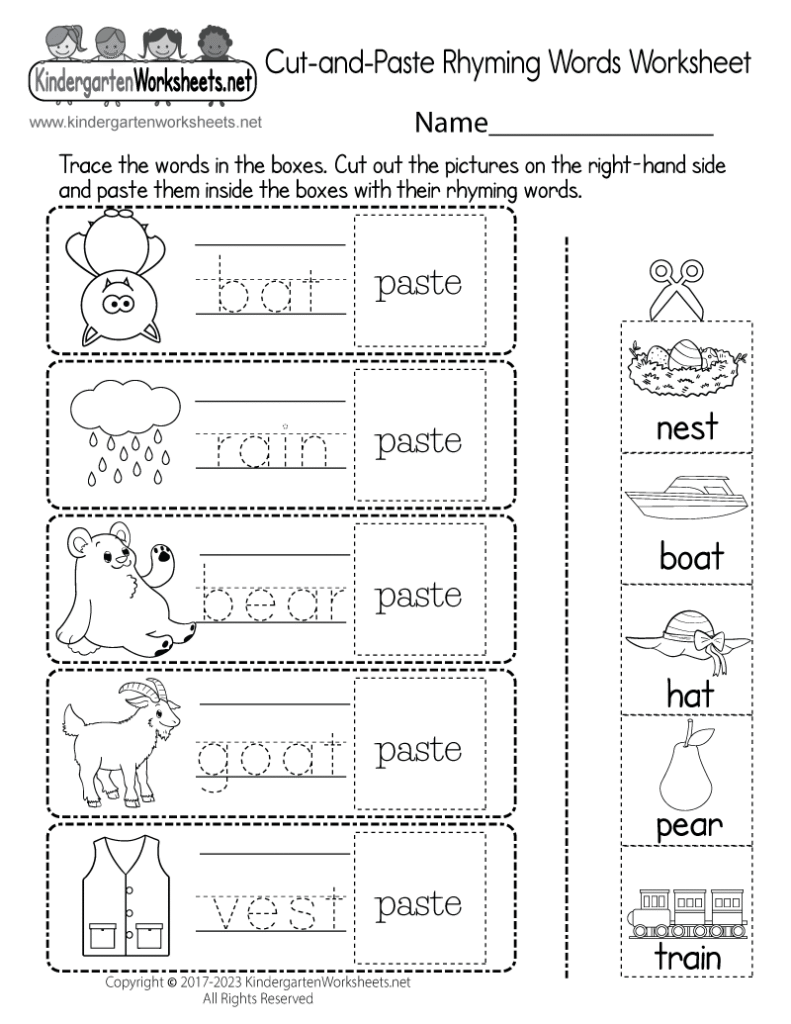 Rhyming Words Worksheet Rhyming Words Worksheet