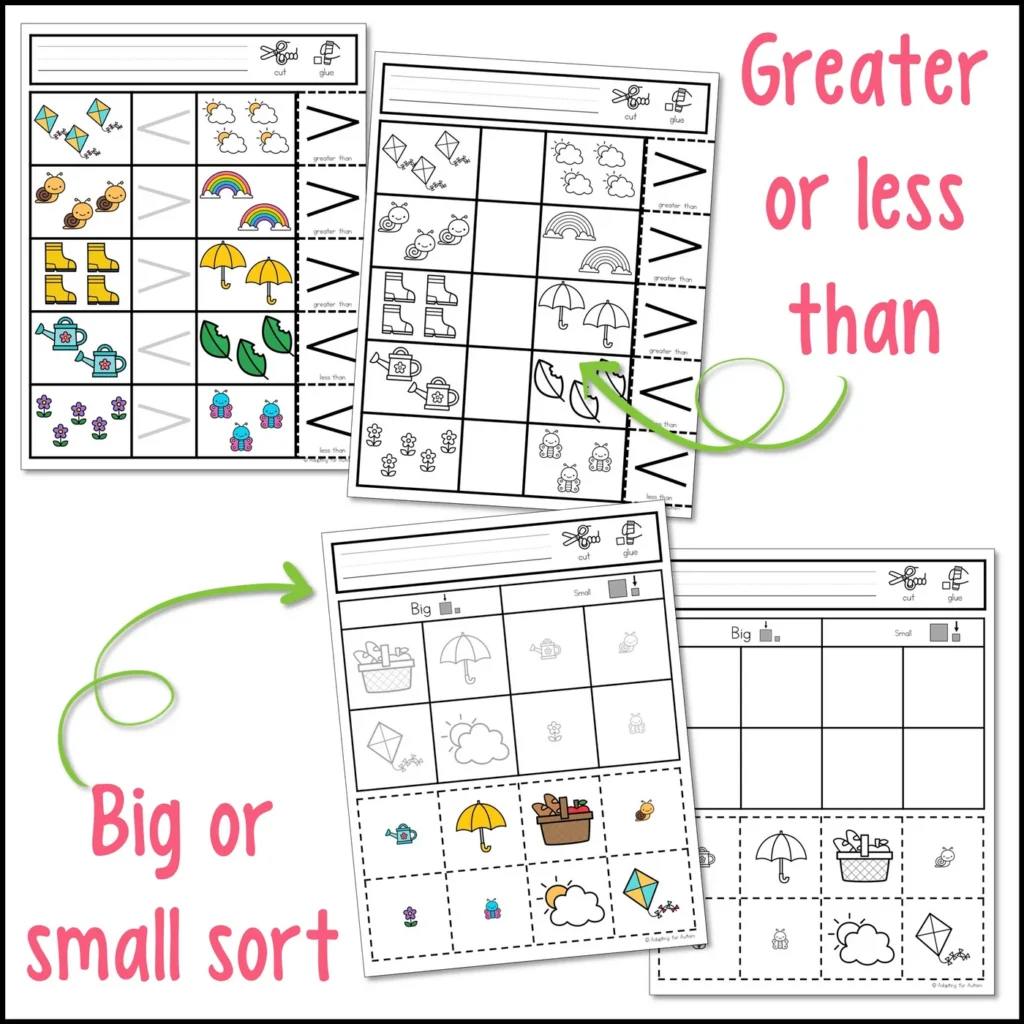 Spring Cut And Paste Math Worksheets Spring Cut And Paste Math Worksheets