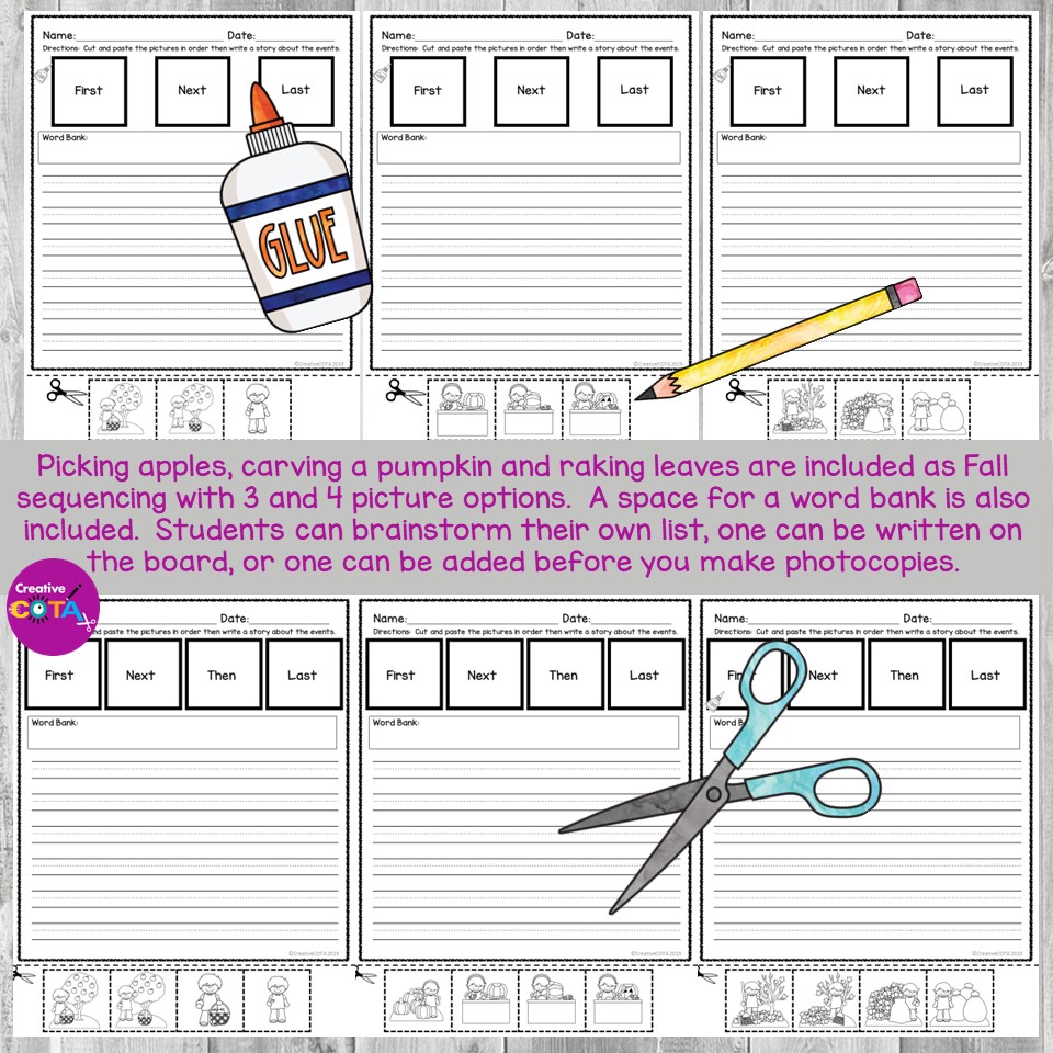 Story Sequence Writing Worksheets Cut And Paste Seasons